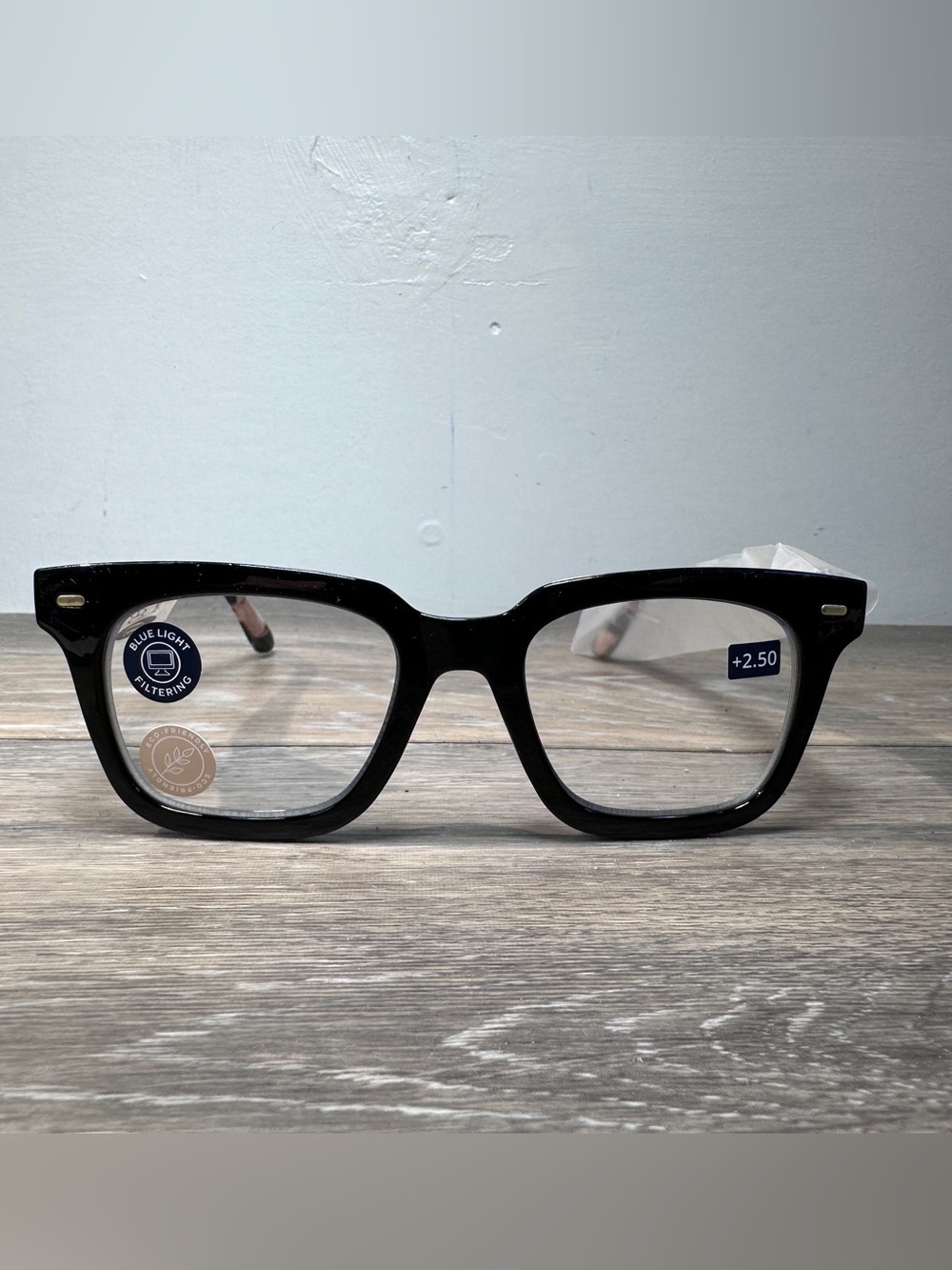 Peepers Starlet +2.50 Blue Light Readers Black Peach Chunky Square New UV400